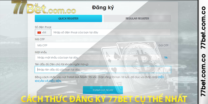 Cách thức đăng ký 77bet cụ thể nhất